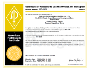 API 16C Certificate - 2024